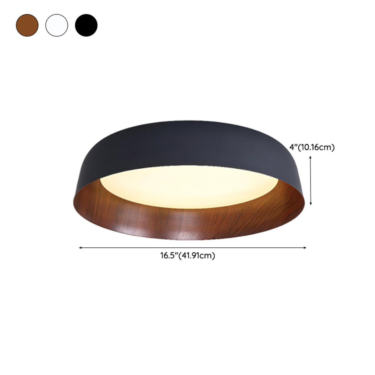 Bedroom Wood Grain Walnut Drum Flush Mount Light 