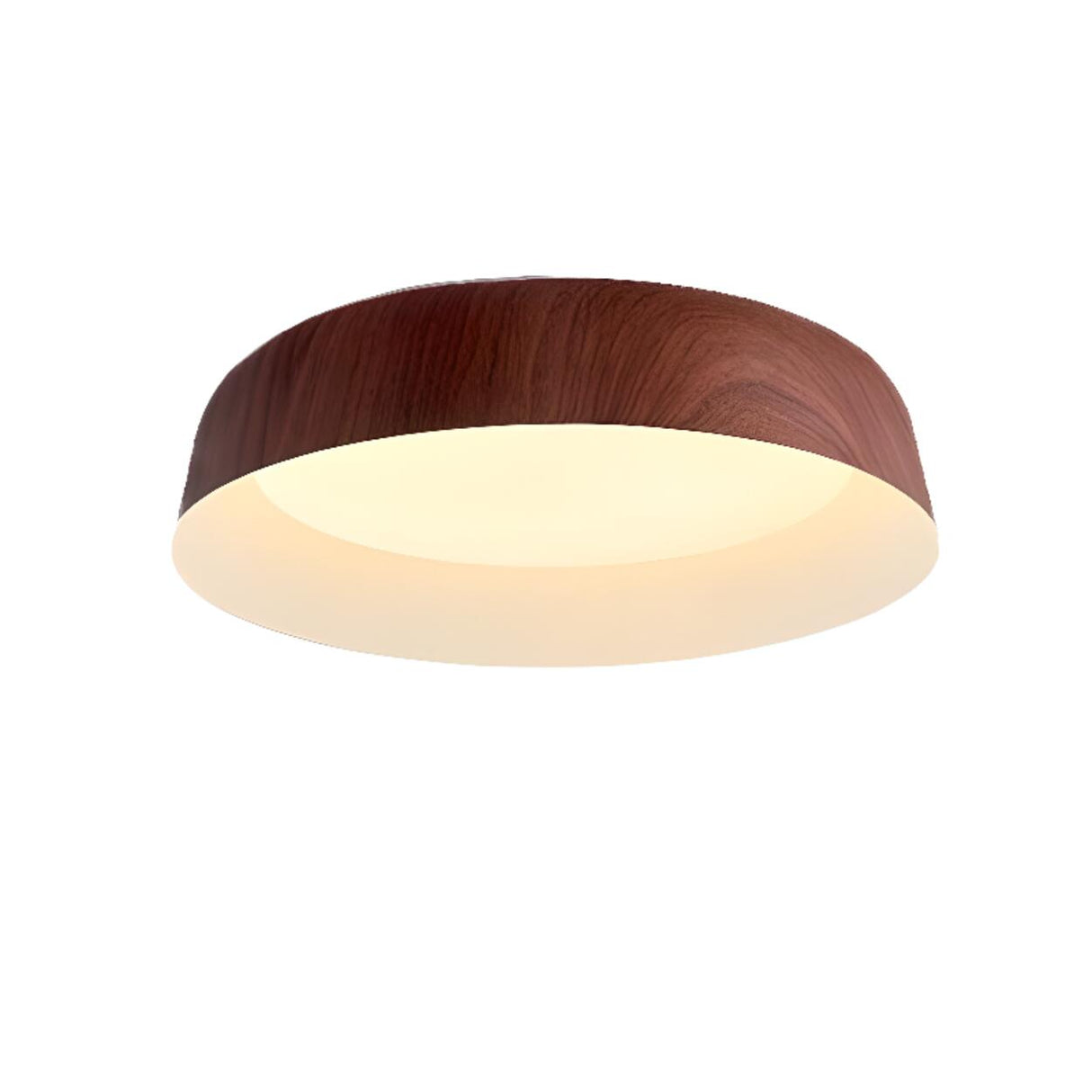 Bedroom Wood Grain Walnut Drum Flush Mount Light Image - 5