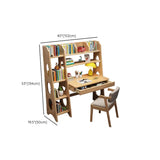 Bedroom Wood Natural Compact Shelving Unit Writing Desk Set Image - 10