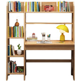 Bedroom Wood Natural Compact Shelving Unit Writing Desk Set Image - 4