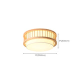 Bedroom Wooden Cylindrical Flush Mount Ceiling Light #size