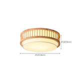 Bedroom Wooden Cylindrical Flush Mount Ceiling Light Image - 14