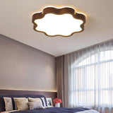 Bedroom Wooden Flower Flush Mount Ceiling Light Image - 14