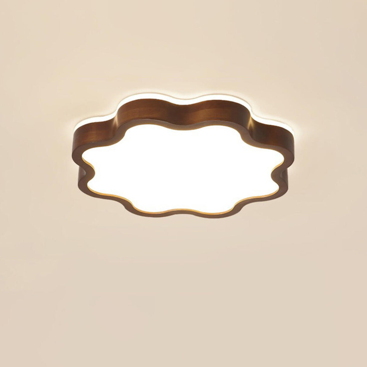 Bedroom Wooden Flower Flush Mount Ceiling Light Image - 6