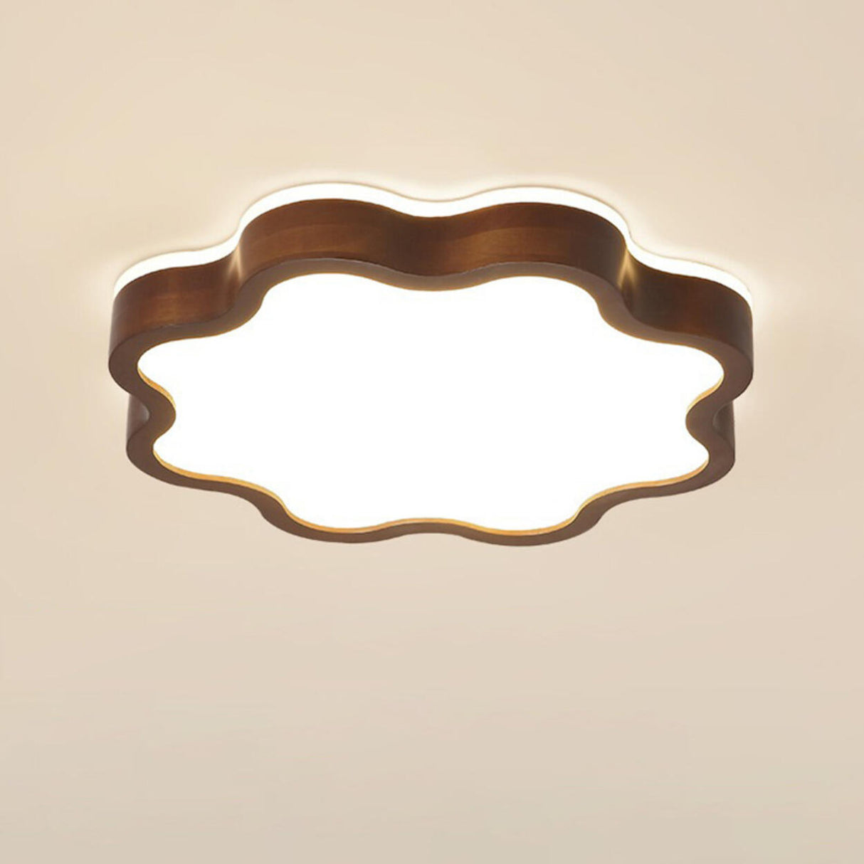 Bedroom Wooden Flower Flush Mount Ceiling Light Image - 8