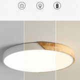 Bedroom Wooden Round LED Flush Mount Ceiling Light Image - 12