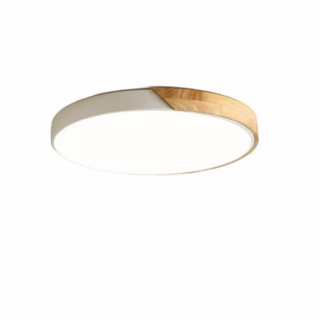 Bedroom Wooden Round LED Flush Mount Ceiling Light Image - 2