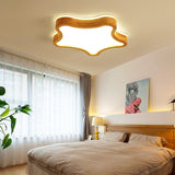 Bedroom Wooden Star LED Flush Mount Ceiling Light Image - 3