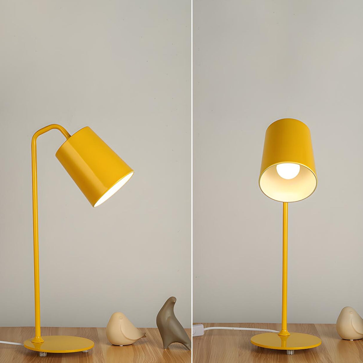 Bedrooms Simple Yellow Cylinder Modern Metal Table Lamp Image - 18