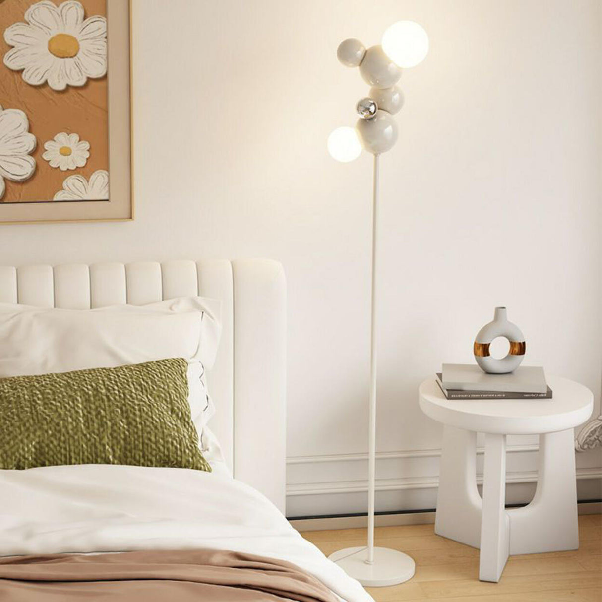 Bedside 2-Light Artistic Spherical Cluster Floor Lamp Image - 5