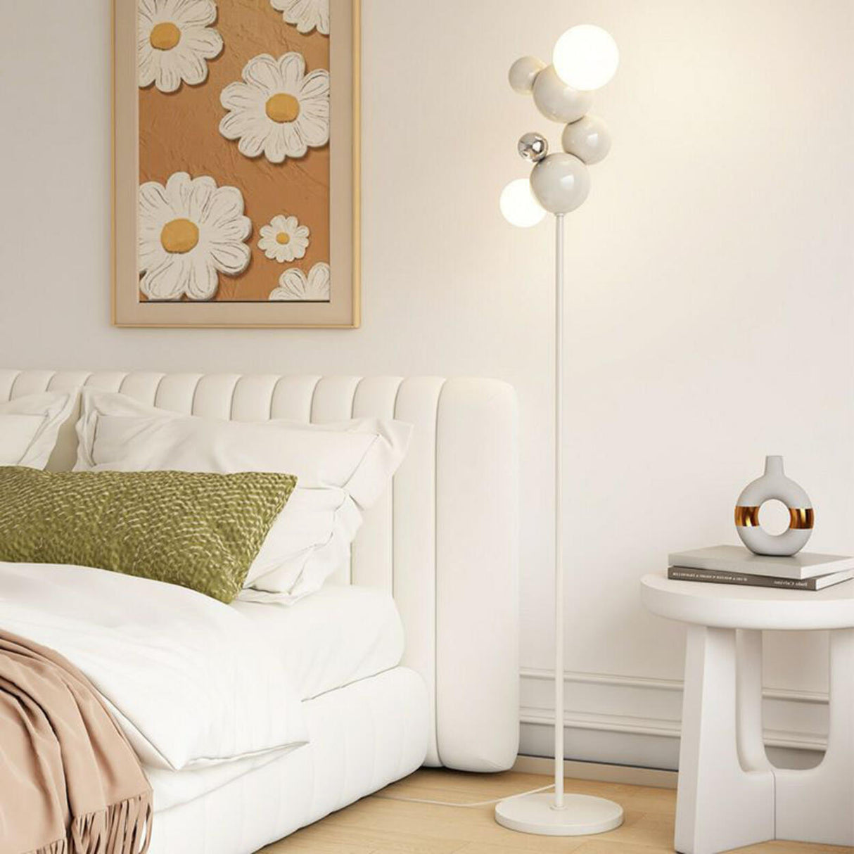 Bedside 2-Light Artistic Spherical Cluster Floor Lamp Image - 6