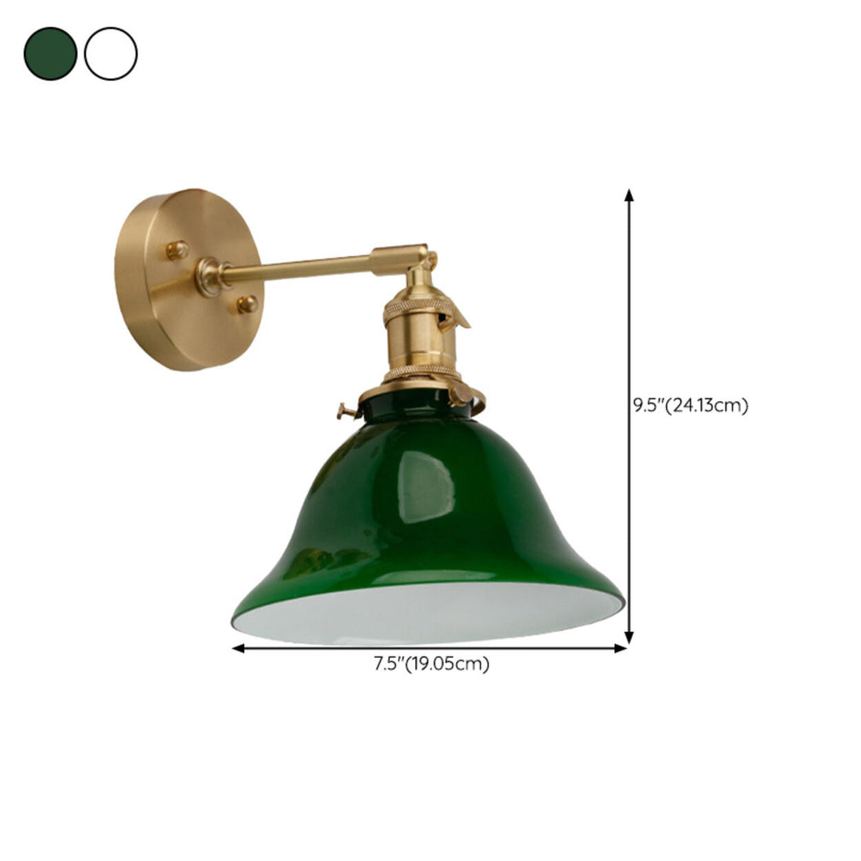 Bedside Adjustable Arm Green Bell Metal Wall Sconce 