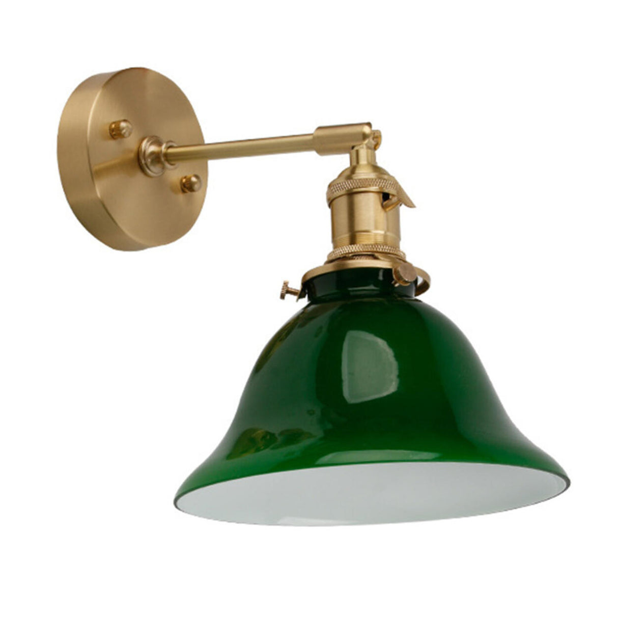 Bedside Adjustable Arm Green Bell Metal Wall Sconce Image - 5