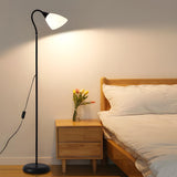 Bedside Adjustable Black Cone Metal LED Floor Lamp Image - 1