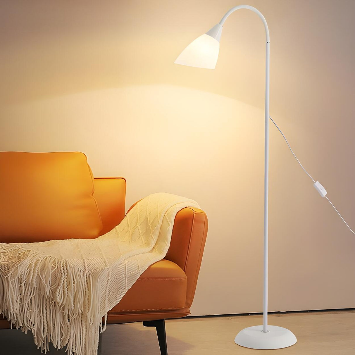 Bedside Adjustable Black Cone Metal LED Floor Lamp Image - 13