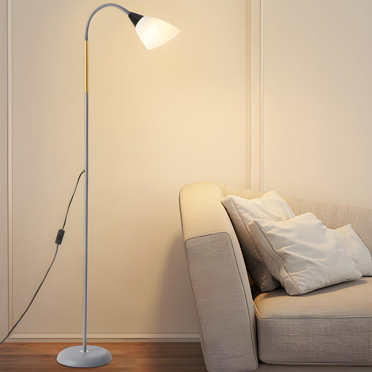 Bedside Adjustable Black Cone Metal LED Floor Lamp Image - 14