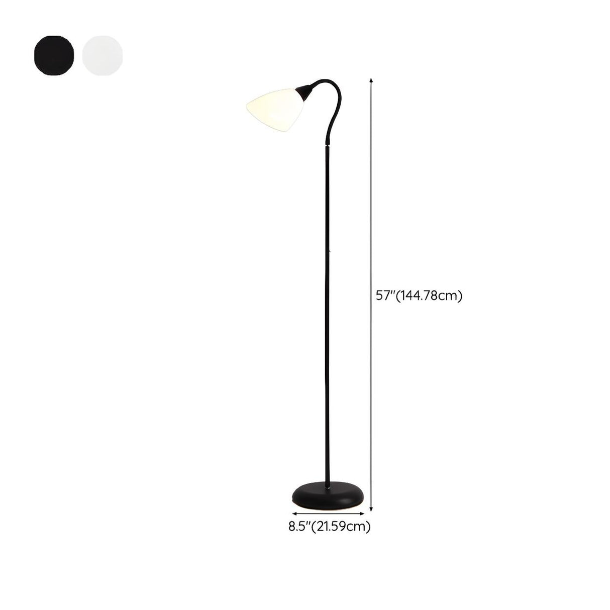 Bedside Adjustable Black Cone Metal LED Floor Lamp 