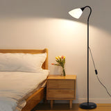 Bedside Adjustable Black Cone Metal LED Floor Lamp Image - 2