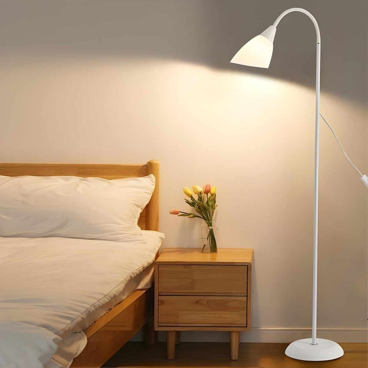 Bedside Adjustable Black Cone Metal LED Floor Lamp Image - 3