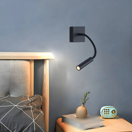 Bedside Adjustable Cylinder Black Reading Wall Sconce Image - 2