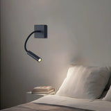 Bedside Adjustable Cylinder Black Reading Wall Sconce Image - 3