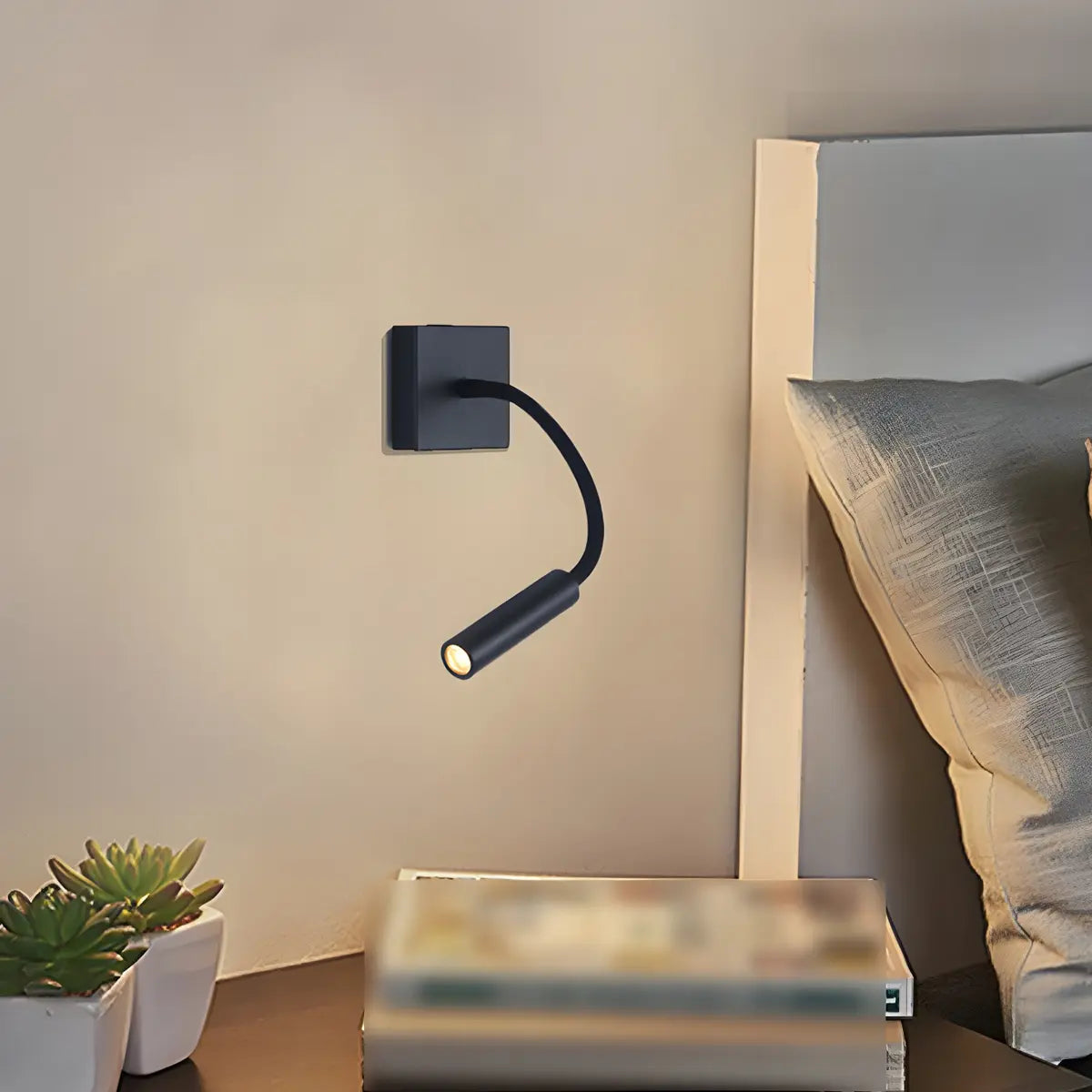 Bedside Adjustable Cylinder Black Reading Wall Sconce Image - 4