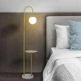 Bedside Adjustable Globe Arched Floor Lamp with Storage Image - 1