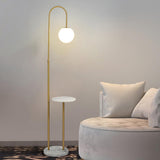 Bedside Adjustable Globe Arched Floor Lamp with Storage Image - 8