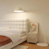 Bedside Adjustable Wide Dome White Arc Floor Lamp Image - 1