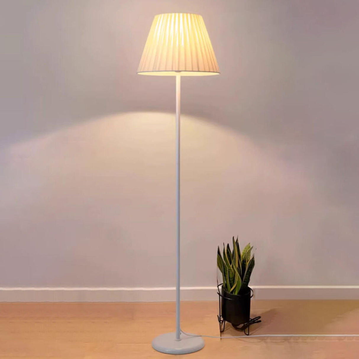 Bedside Adjustable Wide Dome White Arc Floor Lamp Image - 8