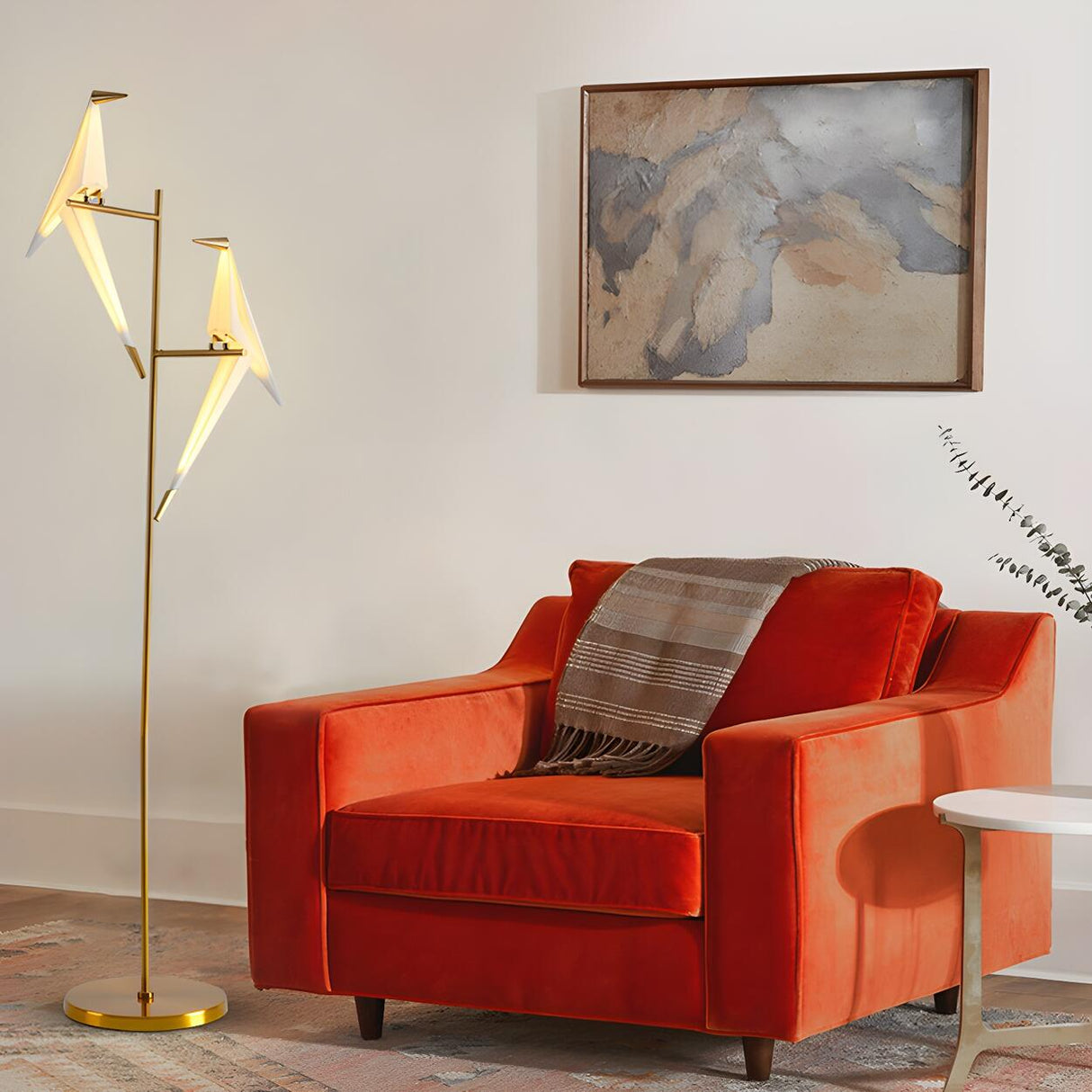 Bedside Bird-Shaped Artistic Gold Stand Floor Lamp Image - 4