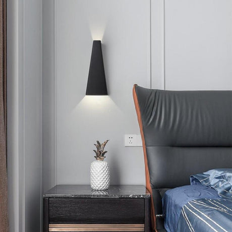 Bedside Black Cone LED Up Down Wall Sconce Light Image - 1