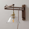 Bedside Ceramic Cone Wood Swing Arm Wall Sconce Image - 2