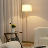 Bedside Classic Beige Drum Metal Modern Floor Lamp Image - 2