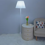 Bedside Classic Pleated Fabric White Column Floor Lamp Image - 11