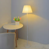 Bedside Classic Pleated Fabric White Column Floor Lamp Image - 5