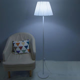 Bedside Classic Pleated Fabric White Column Floor Lamp Image - 6