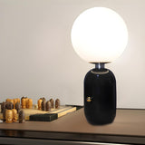 Bedside Contemporary Glass Shade Metal Ball Table Lamp Image - 1