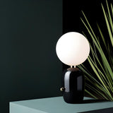 Bedside Contemporary Glass Shade Metal Ball Table Lamp Image - 11