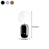 Bedside Contemporary Glass Shade Metal Ball Table Lamp #size