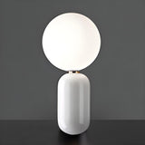 Bedside Contemporary Glass Shade Metal Ball Table Lamp Image - 5