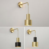 Bedside Cylinder Black and Gold Metal Wall Sconce Image - 14