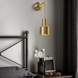 Bedside Cylinder Black and Gold Metal Wall Sconce Image - 18