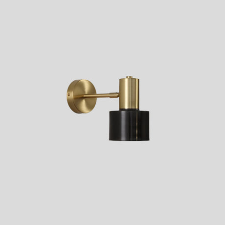 Bedside Cylinder Black and Gold Metal Wall Sconce Image - 2