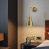 Bedside Cylinder Black and Gold Metal Wall Sconce Image - 6