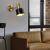 Bedside Cylinder Black and Gold Metal Wall Sconce Image - 7