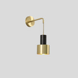 Bedside Cylinder Black and Gold Metal Wall Sconce Image - 8