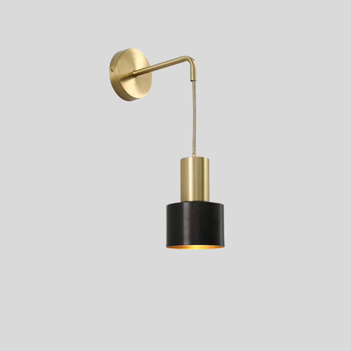 Bedside Cylinder Black and Gold Metal Wall Sconce Image - 9