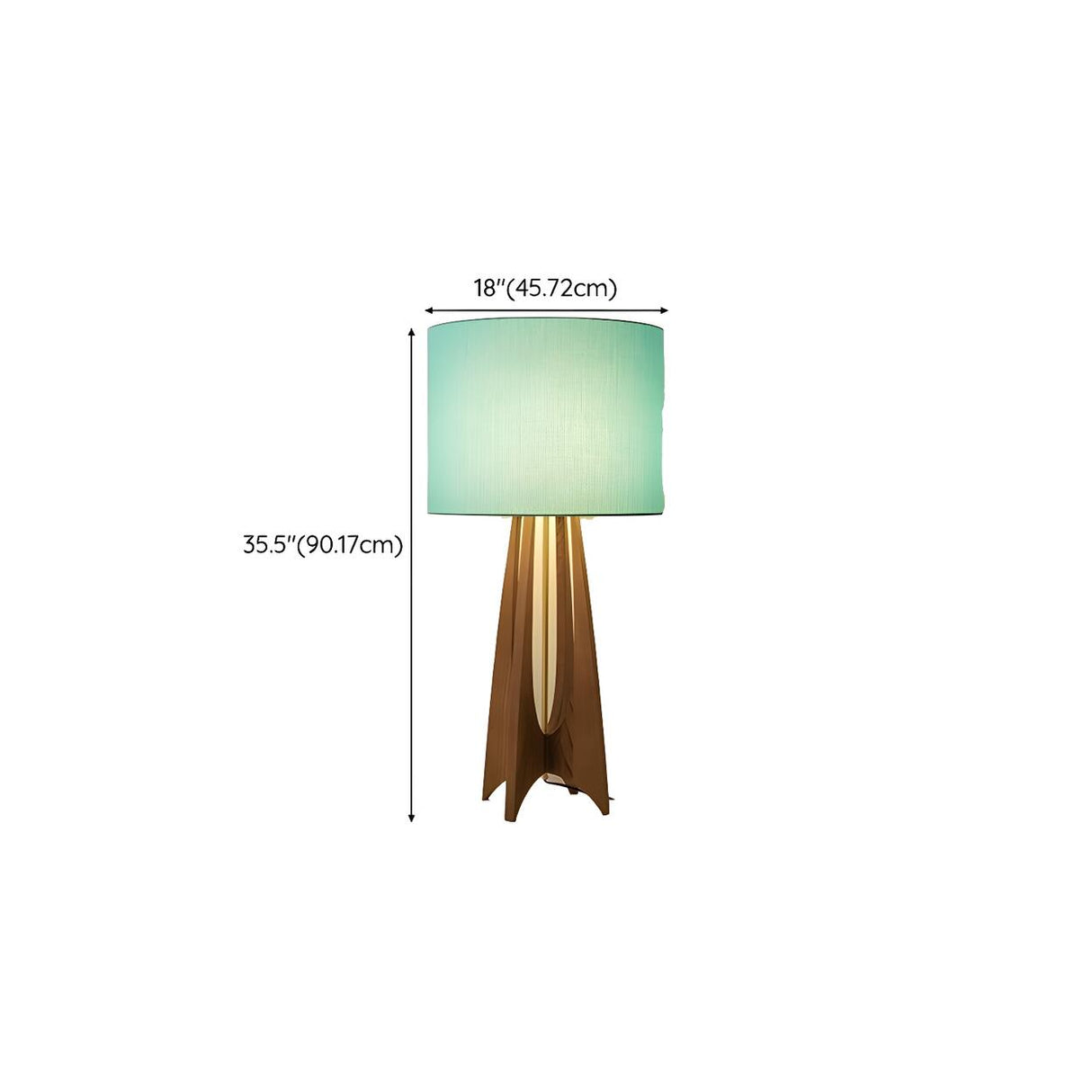 Bedside Cylindrical Fabric Shade Wooden Floor Lamp 