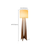 Bedside Cylindrical Fabric Shade Wooden Floor Lamp Image - 11